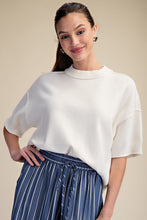 Ivory Crew-neck Elbow-length Sleeves Sweater