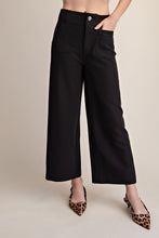 Black Cropped Wide-leg Stretchy Pants