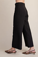 Black Cropped Wide-leg Stretchy Pants