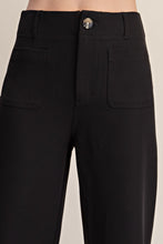 Black Cropped Wide-leg Stretchy Pants