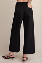 Black Cropped Wide-leg Stretchy Pants