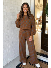 Brown Polka Dot Casual Shift Drawstring Pants Set