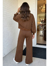 Brown Polka Dot Casual Shift Drawstring Pants Set