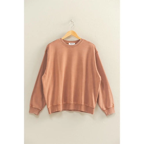 Light brown Oversized Mineral Washed Sweatshirt