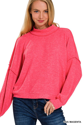 Magenta BRUSHED MELANGE HACCI SWEATER
- EXPOSED SEAMS
- BACH PATCH