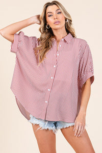 Red Striped Button Down Shirt