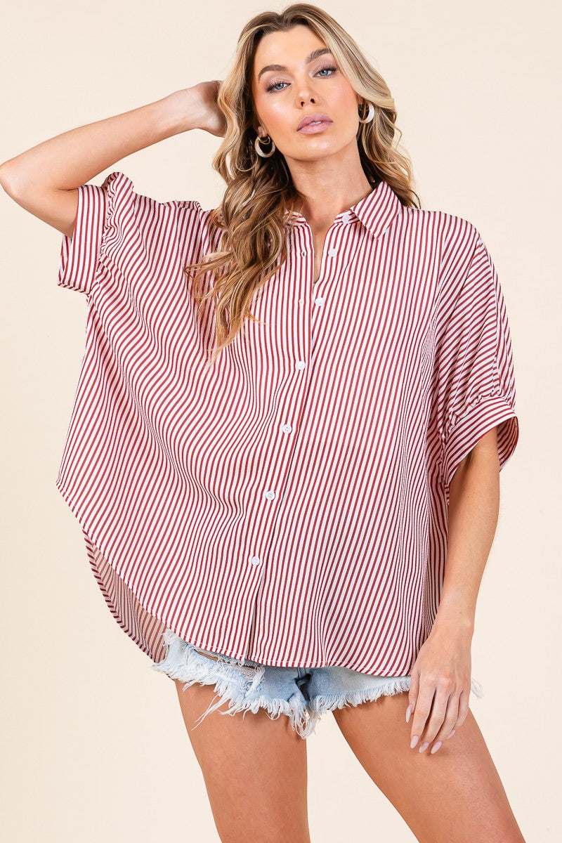 Red Striped Button Down Shirt