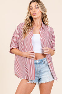 Red Striped Button Down Shirt