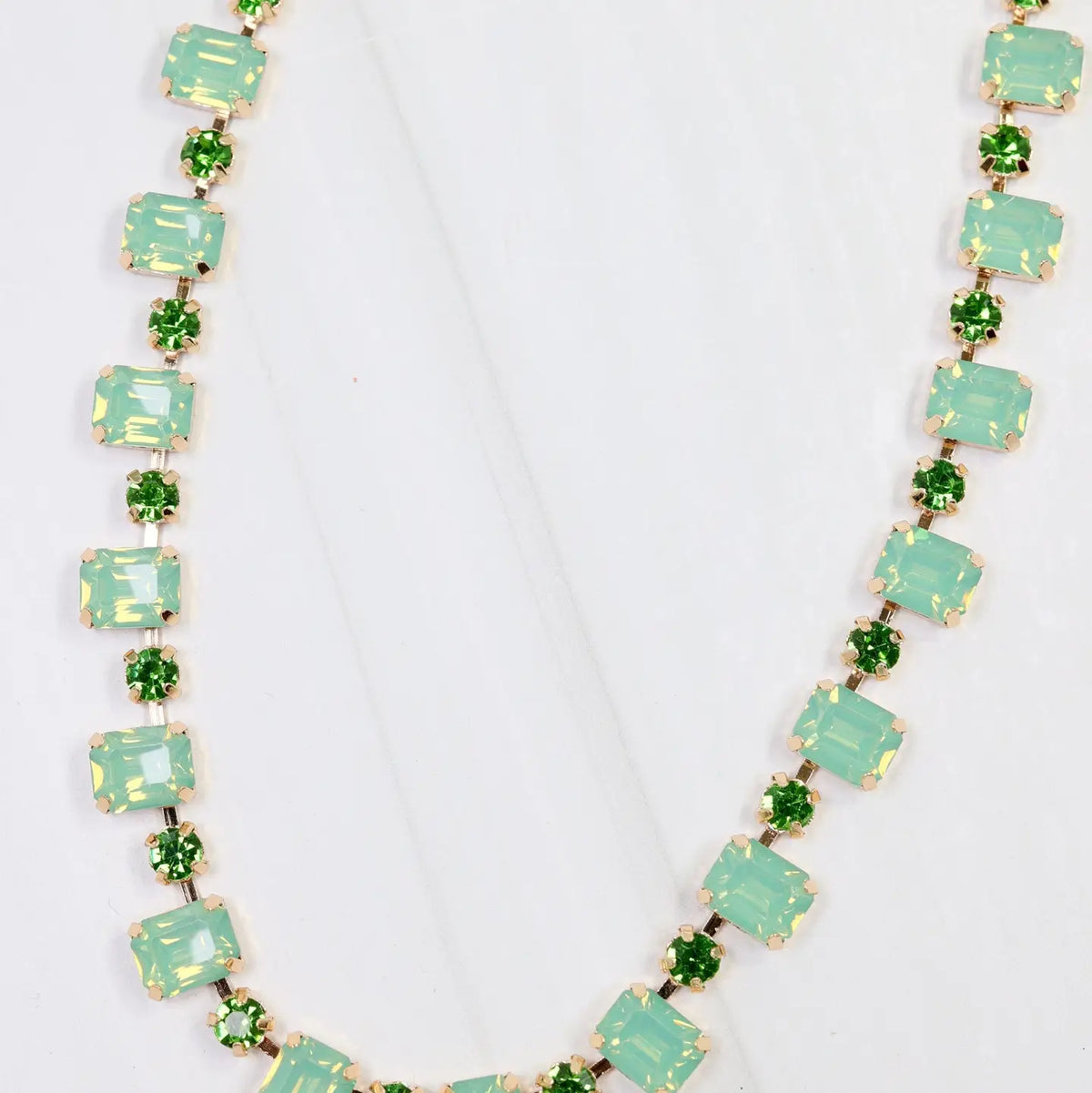 Rhinestone Necklace Mint Opal