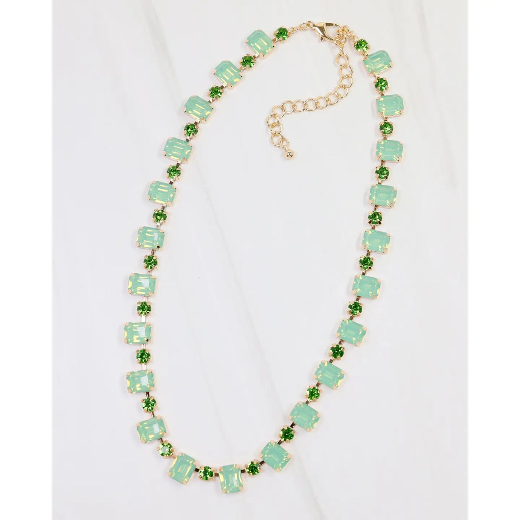Rhinestone Necklace Mint Opal