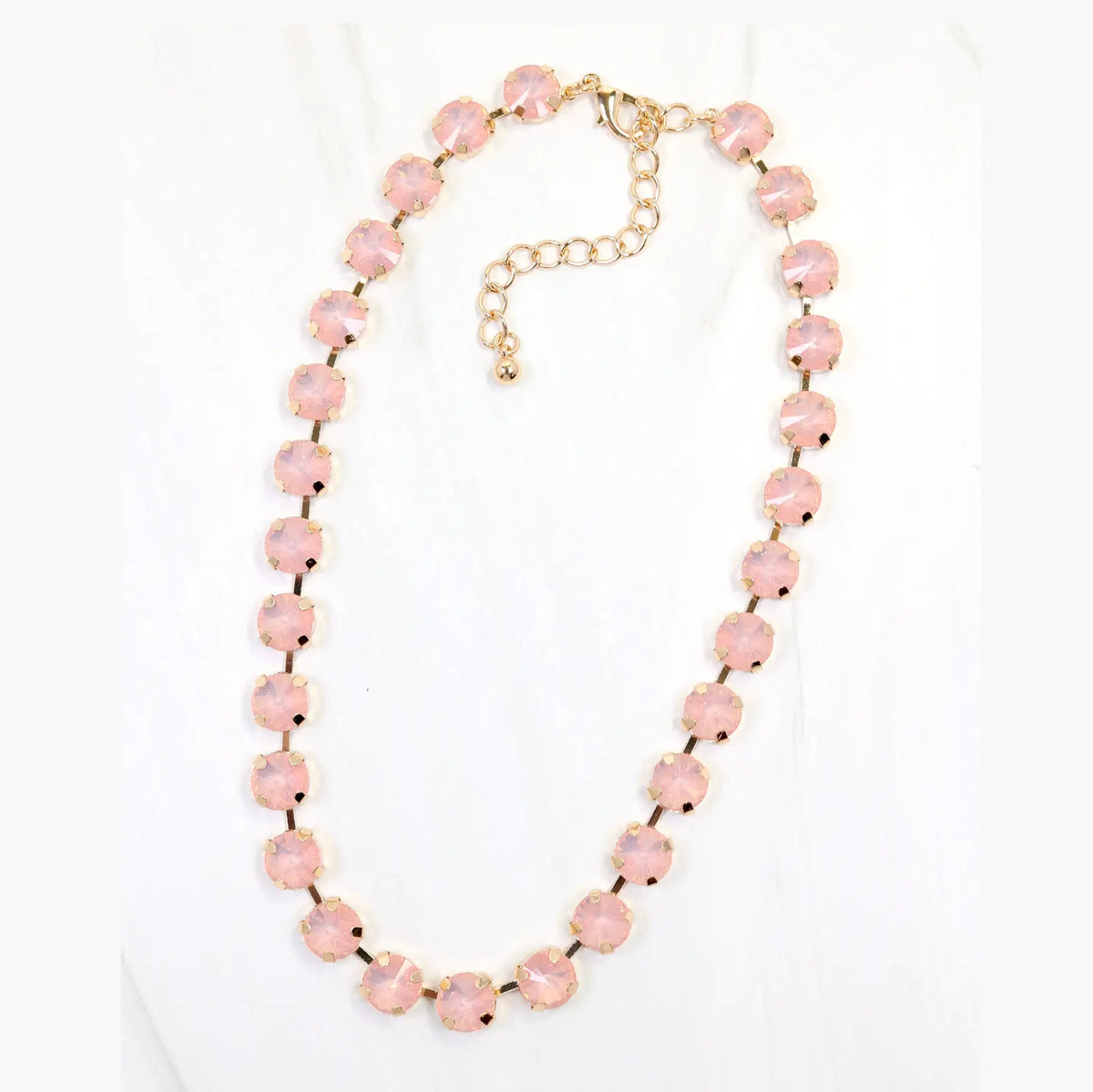 Rhinestone Necklace Pink Opal