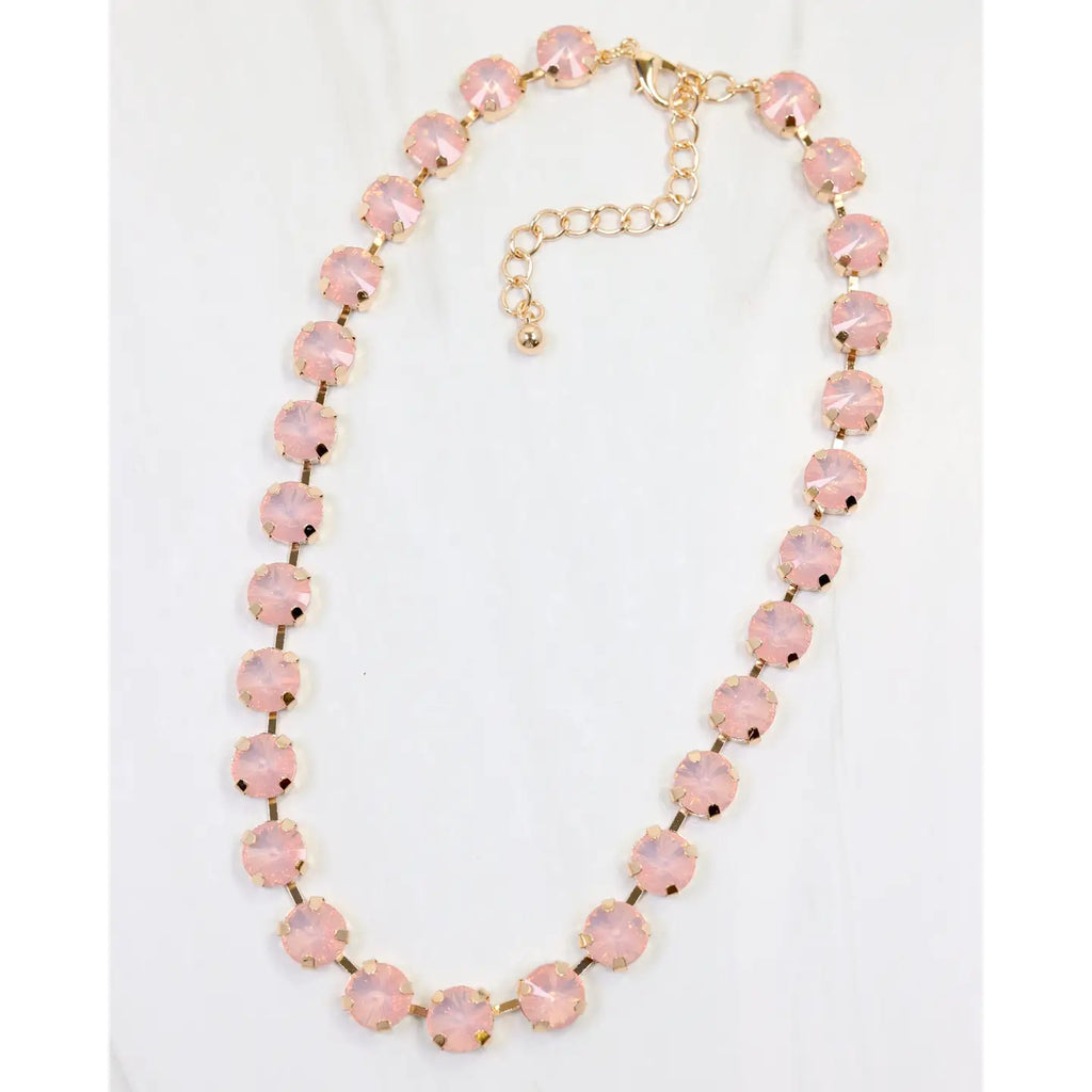 Rhinestone Necklace Pink Opal