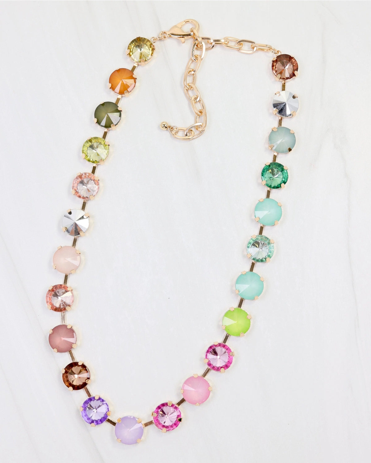 Medium Rhinestone Necklace Light Multi