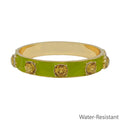 Water Resistant 12mm Olive Epoxy and Gold Bangle Bracelet