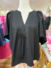 Vneck Textured Top-black