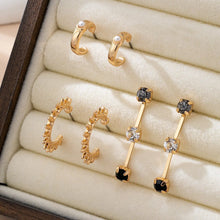 Gold-Tone Mixed Crystals & Black Gems Earring Set