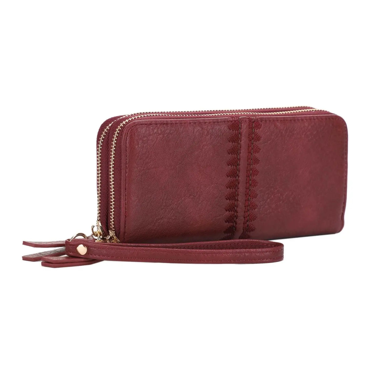 Double Zipper Wallet-wine color