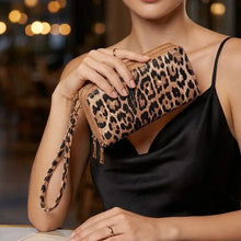 Leopard Print Double Zip-Around Wallet Wristlet