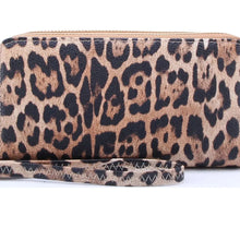 Leopard Print Double Zip-Around Wallet Wristlet
