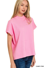 Viscose Mock Neck Short Sleeve Sweater