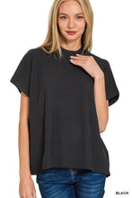 Viscose Mock Neck Short Sleeve Sweater
