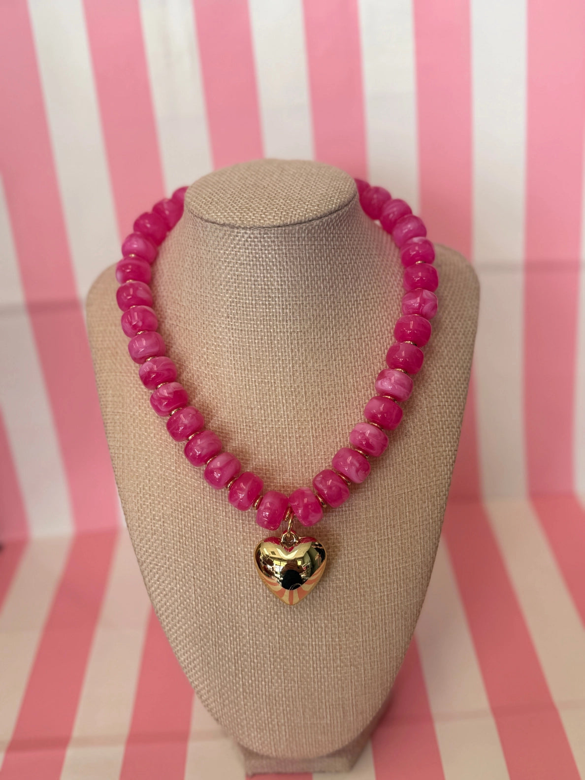 Bubble Beaded Heart Necklace