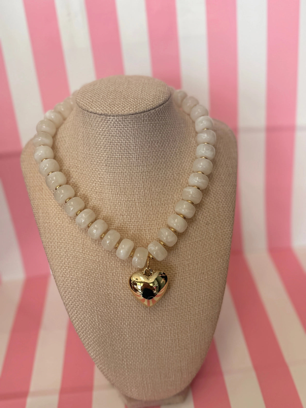 Bubble Beaded Heart Necklace