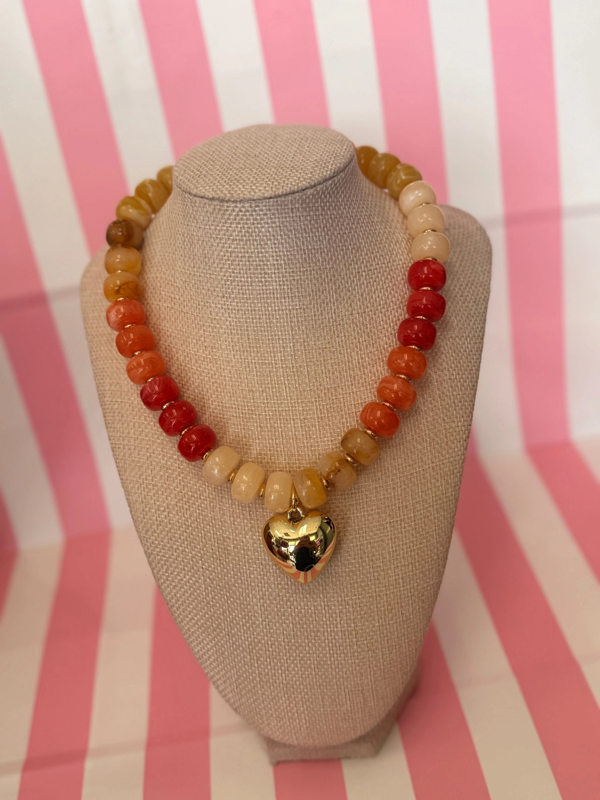 Bubble Beaded Heart Necklace