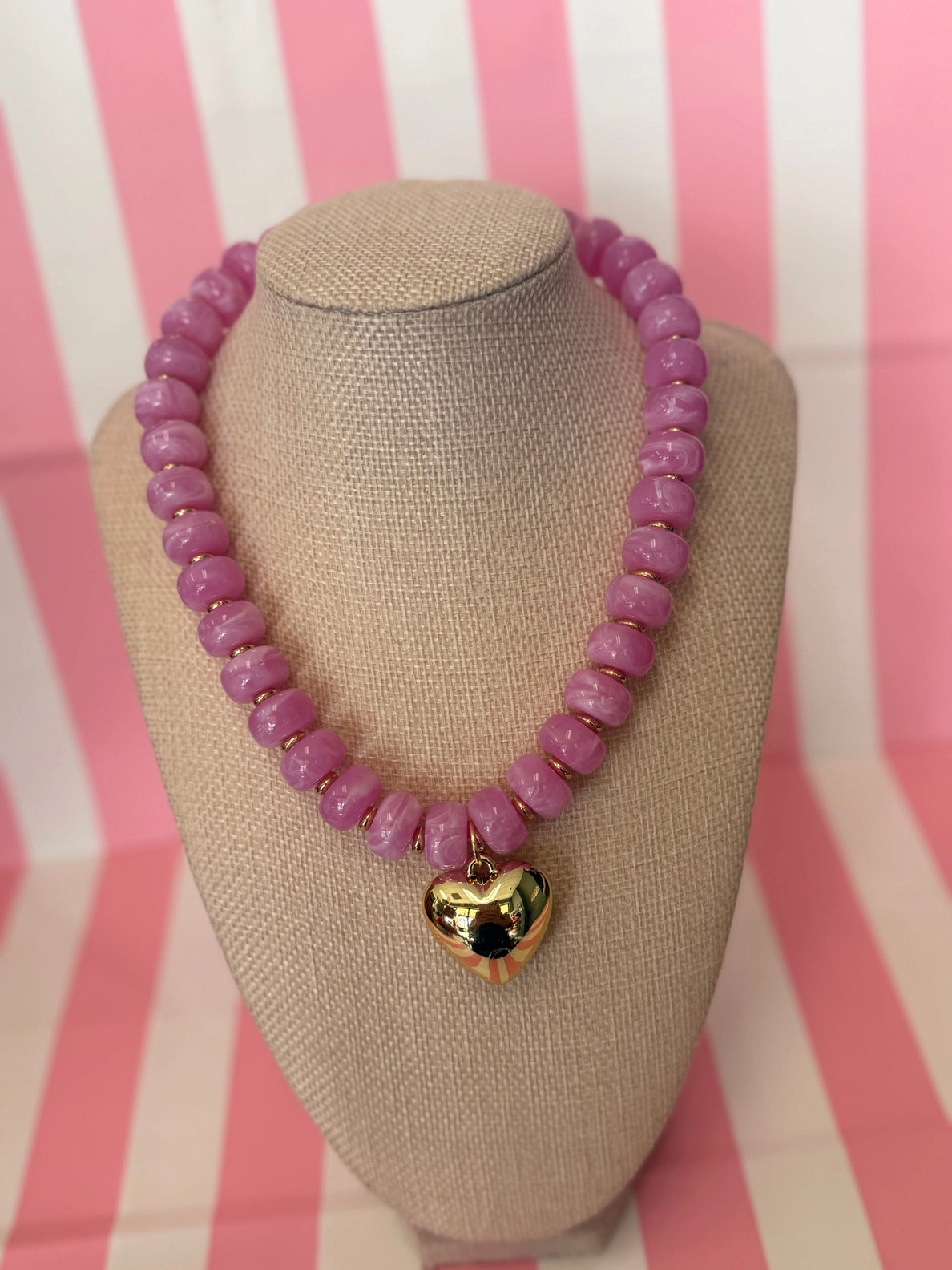 Bubble Beaded Heart Necklace