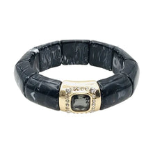 Acrylic Stretch Bracelet with Gold and Crystal Accent