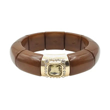 Acrylic Stretch Bracelet with Gold and Crystal Accent