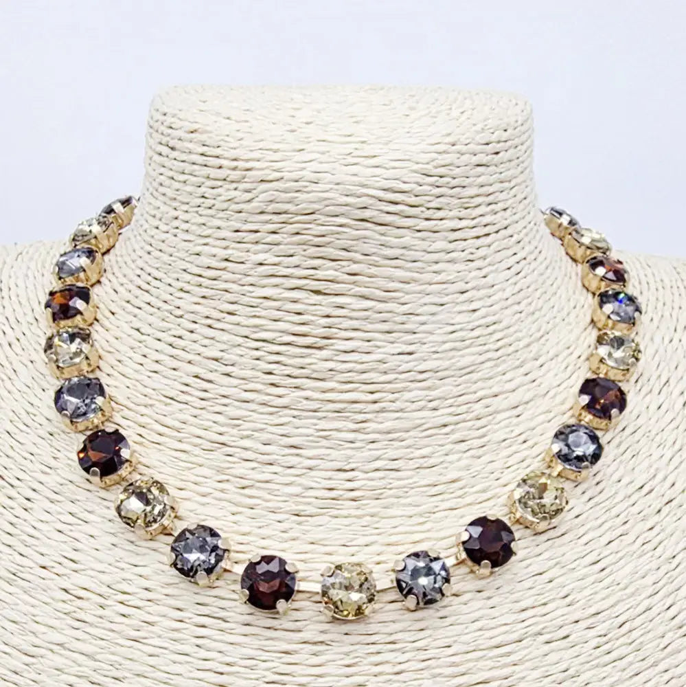 Black Diamond Multi Color Crystal 16"-18" Necklace