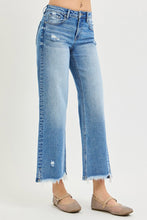Mid Rise Crop Wide Side Slit With Fray Hem Jeans