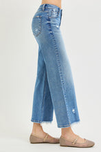 Mid Rise Crop Wide Side Slit With Fray Hem Jeans