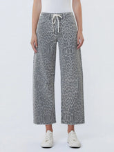Grey Leopard  Drawstring Grey Barrel Jeans