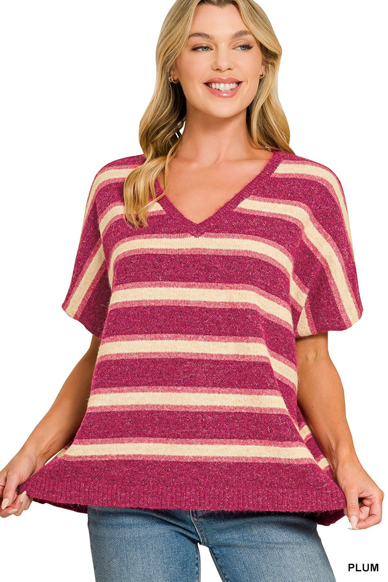 Stripe v-neck sweater