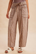 Mocha Soft Brushed Check Barrel Fit Utility Knit Pants