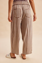 Mocha Soft Brushed Check Barrel Fit Utility Knit Pants