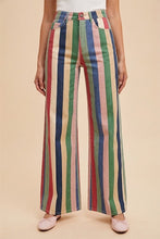 Multi color Comfort Stretch Multi Stripe Retro Inspired Wide Leg Pants