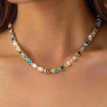Multicolor Square Gemstone Necklace