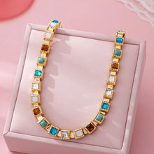 Multicolor Square Gemstone Necklace