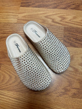 Sand color bling slip on shoes