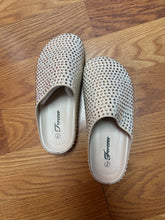 Sand color bling slip on shoes