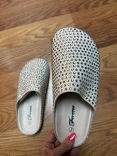 Sand color bling slip on shoes