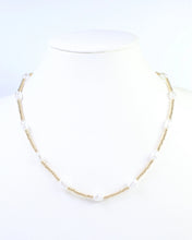 Bead and Pearl Necklace Gold