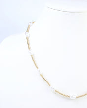 Bead and Pearl Necklace Gold