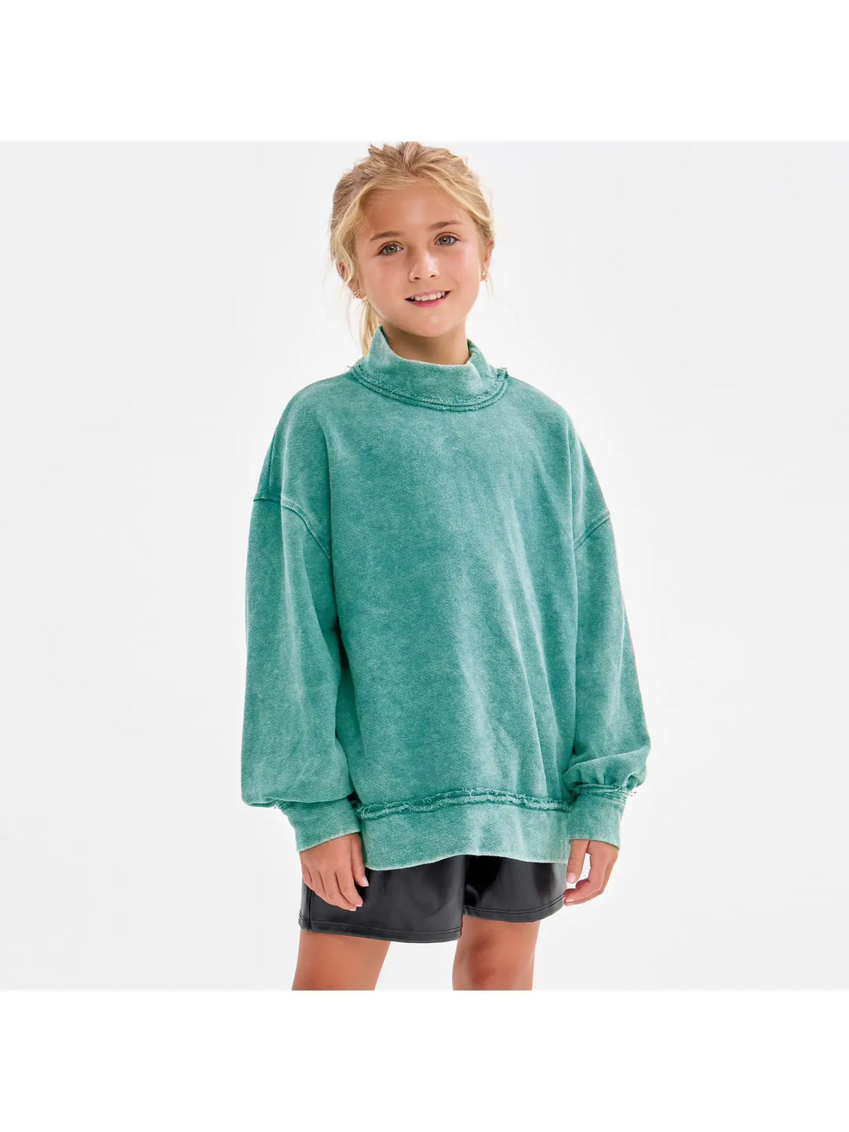 Mineral Washed Mock Neck Sweatshirt