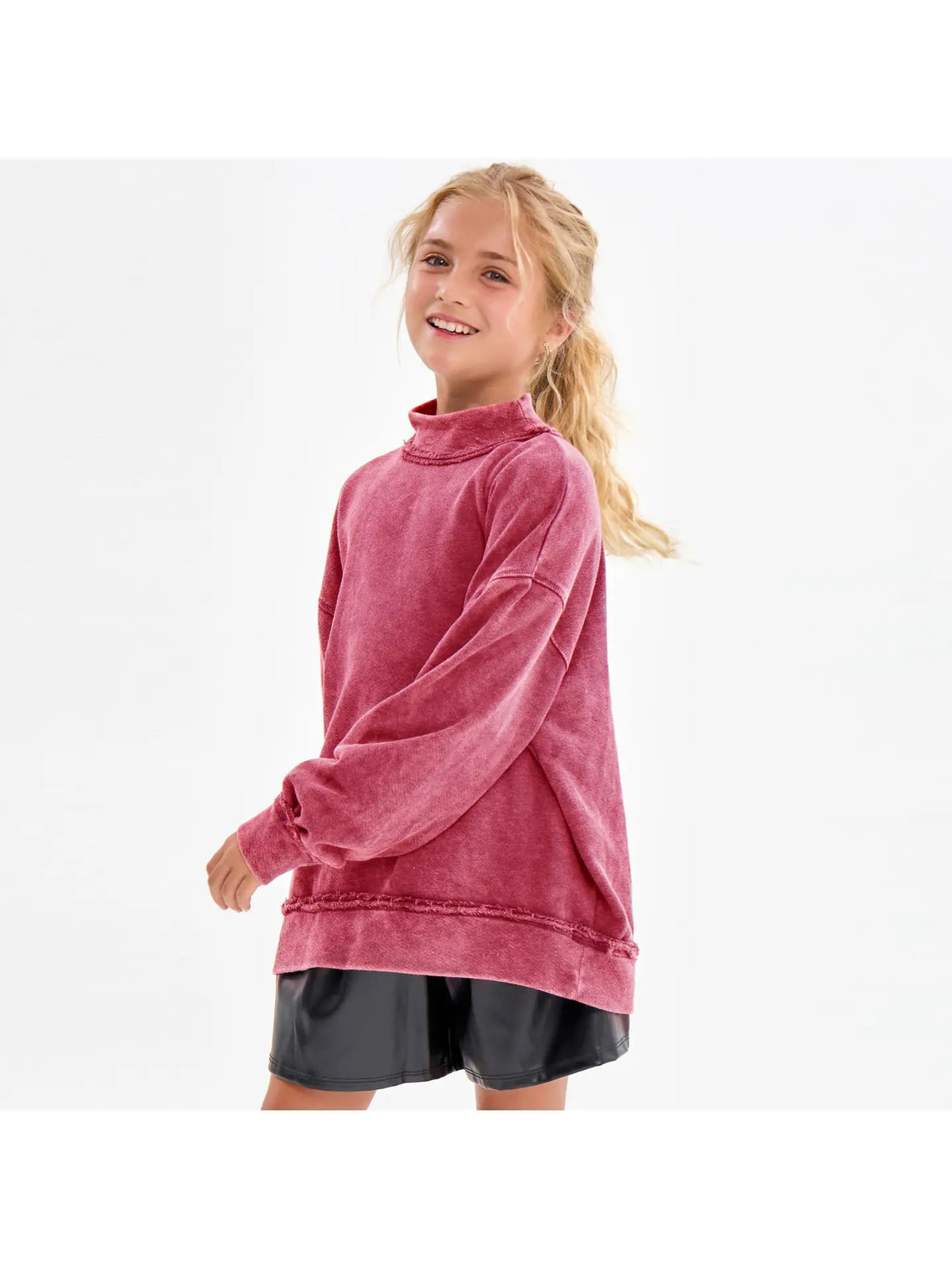 Mineral Washed Mock Neck Sweatshirt