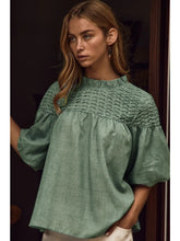 Green Bubble Sleeve top