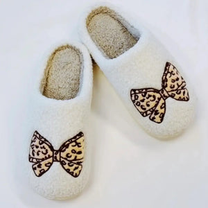 Cozy Cheetah  Bow Slippers